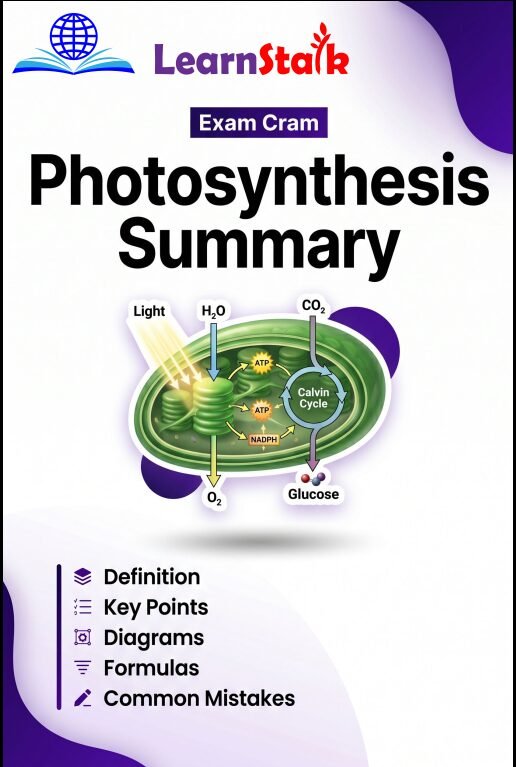Photosynthesis Summary Sheet